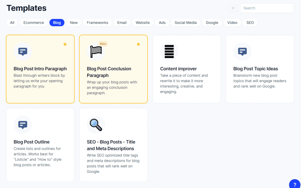 how to use an AI copywriter - screenshot from jarvis conversion.ai