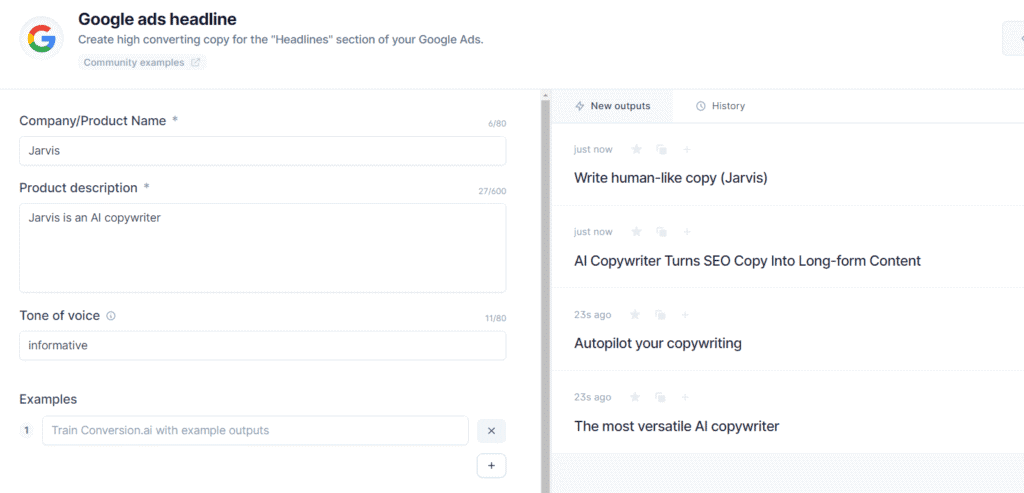 most versatile ai copywriter screenshot