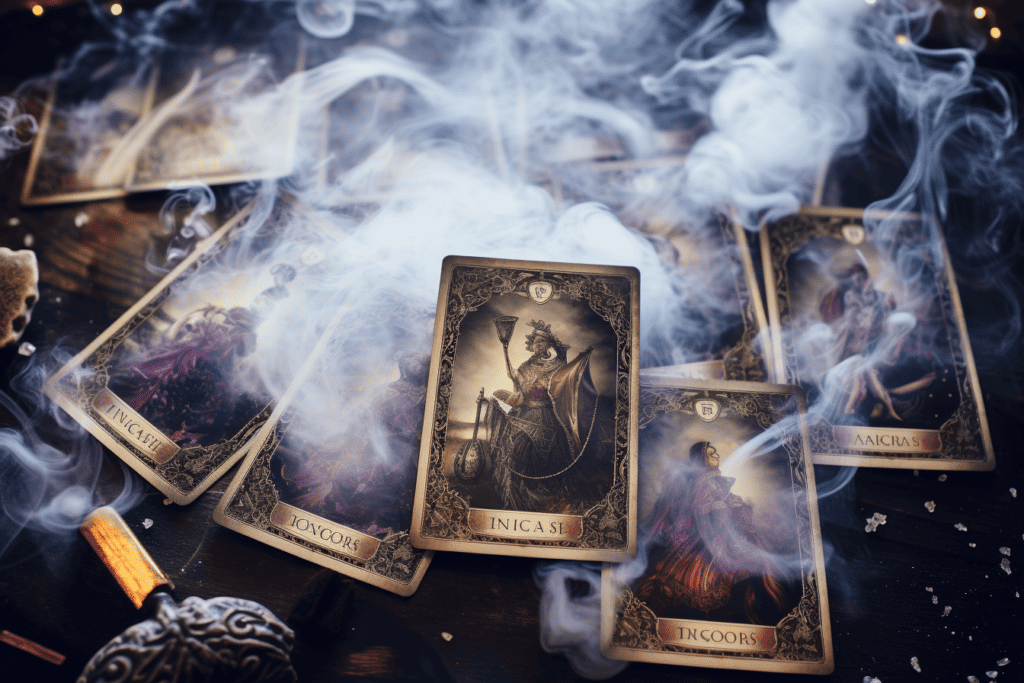 smoke cleansing tarot cards